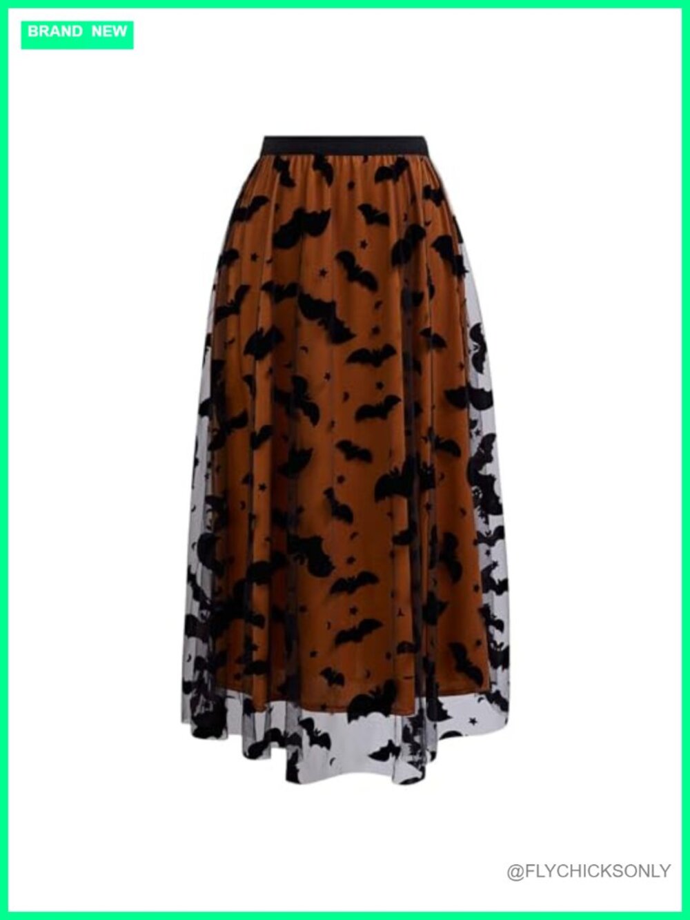 Velvet Bat Tulle Skirt Elastic Waist Midi